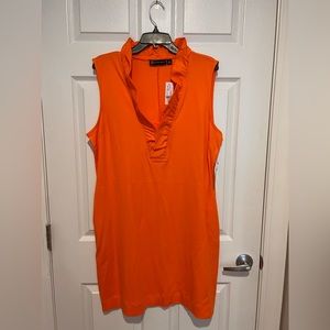 NY&C XL Orange Cotton Dress Ruffled neck line
